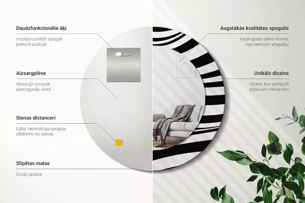 Miroir rond imprimé Vague abstraite