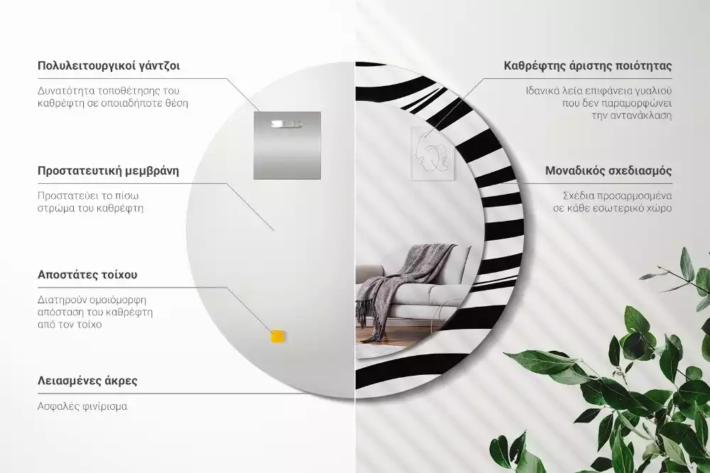 Miroir rond imprimé Vague abstraite