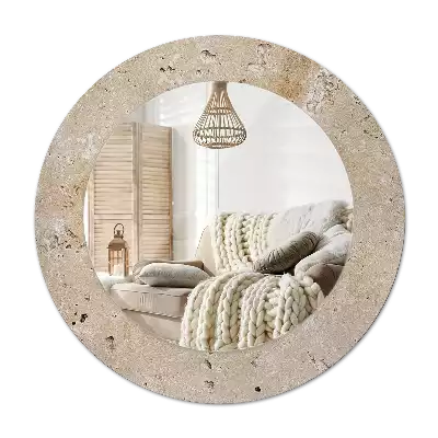Miroir rond cadre avec impression Imitation pierre