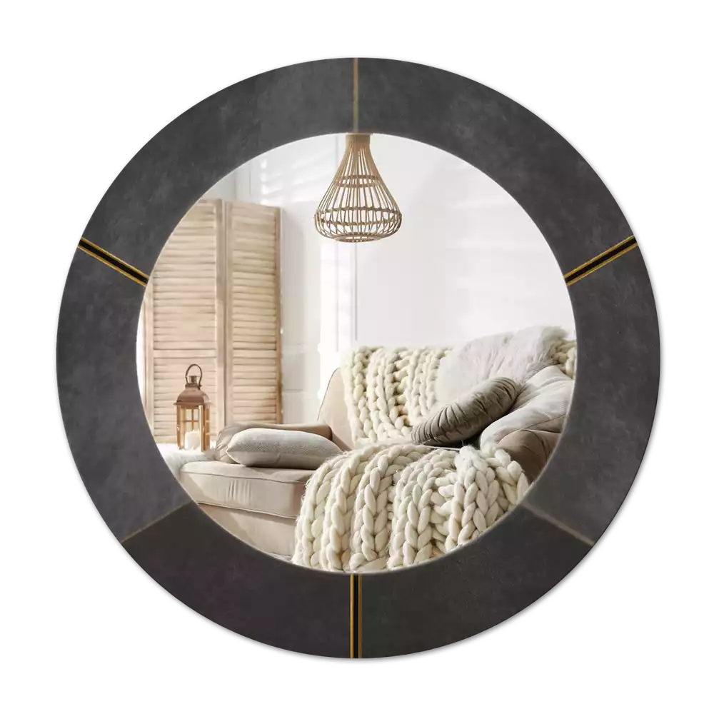 Miroir rond imprimé Triangles gris
