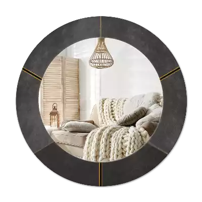 Miroir rond imprimé Triangles gris