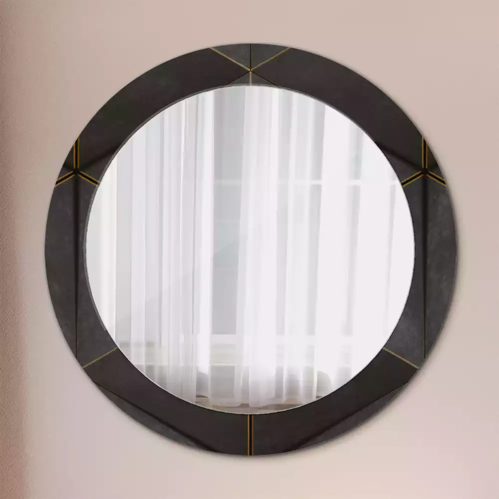 Miroir rond imprimé Triangles gris