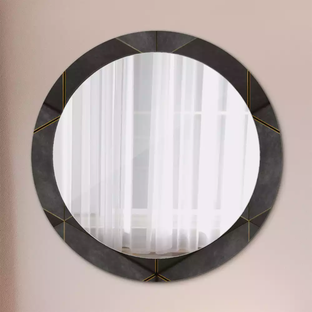 Miroir rond imprimé Triangles gris