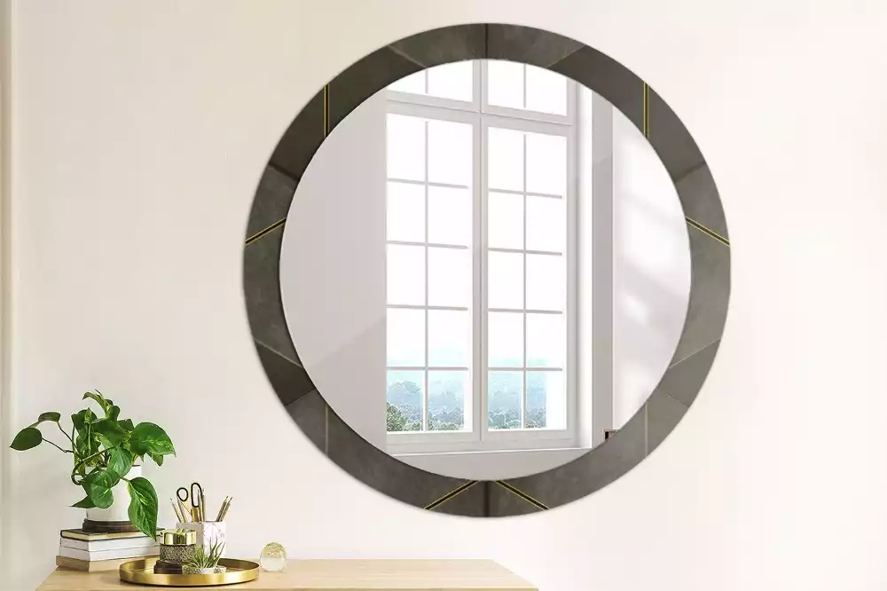 Miroir rond imprimé Triangles gris