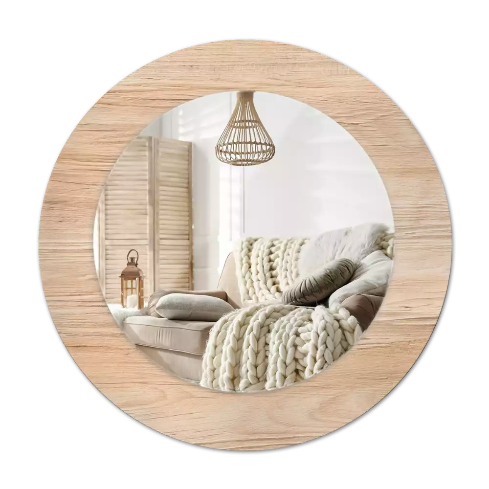 Miroir rond imprimé Bois