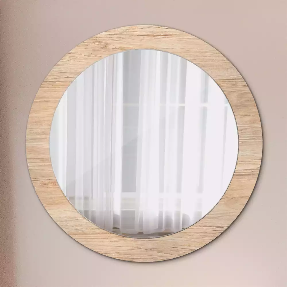 Miroir rond imprimé Bois