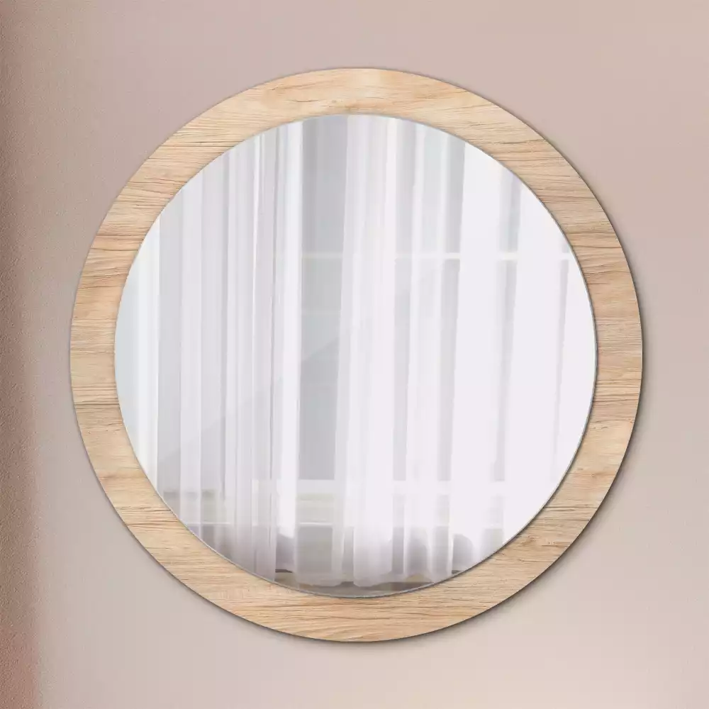 Miroir rond imprimé Bois