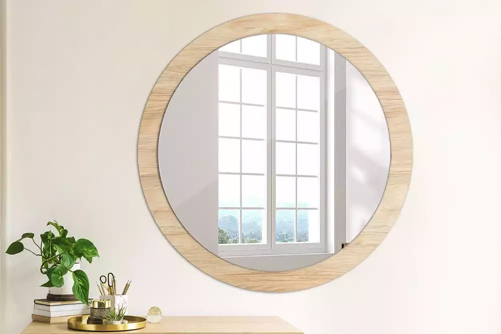 Miroir rond imprimé Bois