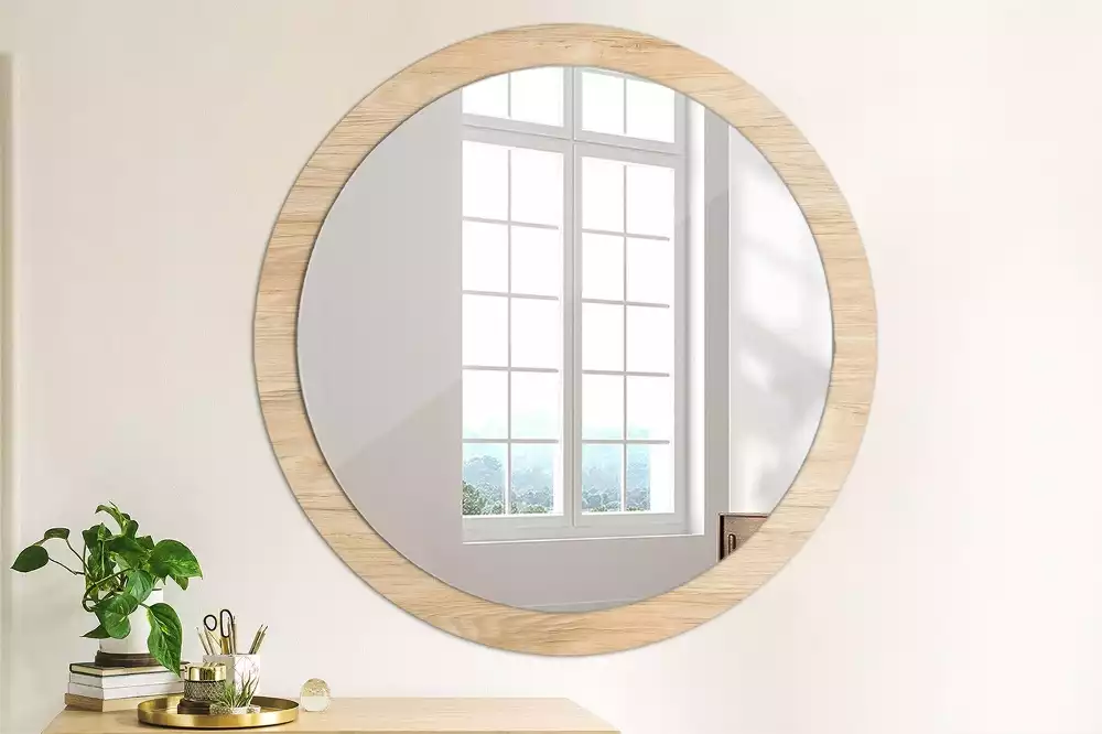 Miroir rond imprimé Bois
