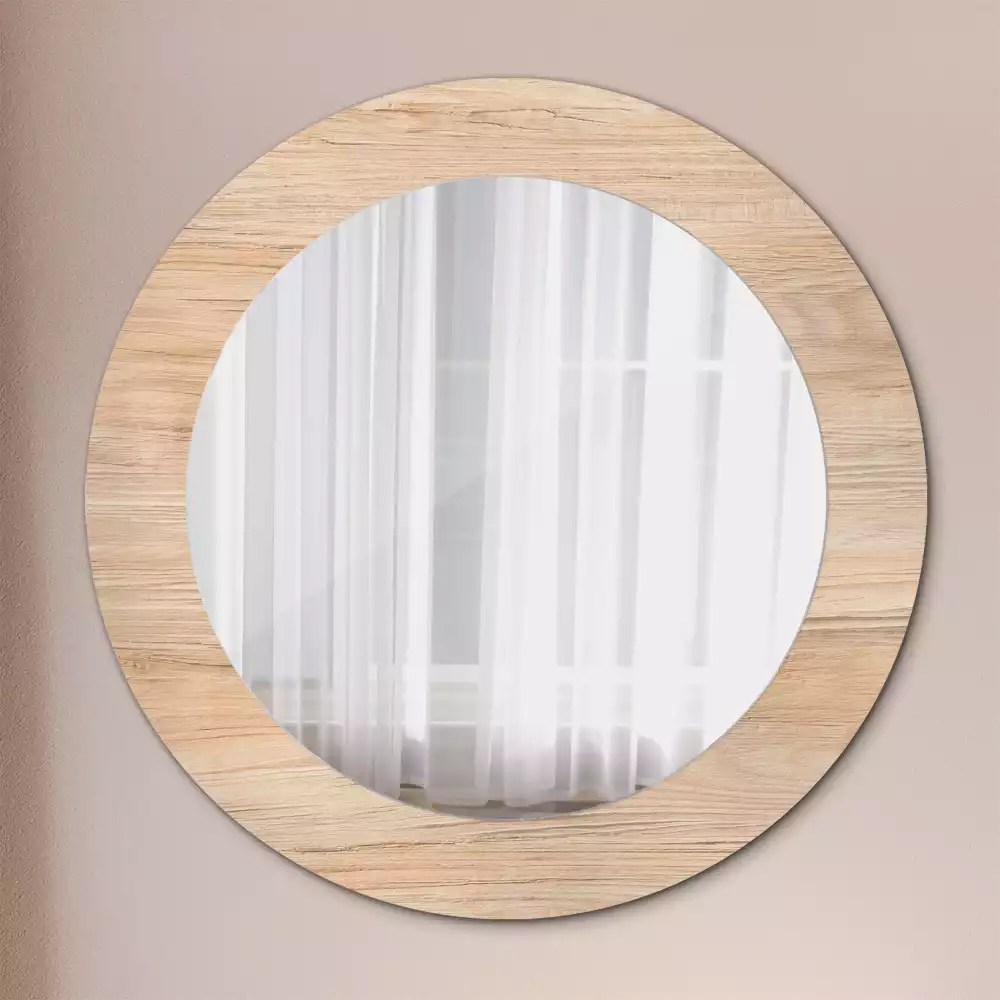 Miroir rond imprimé Bois