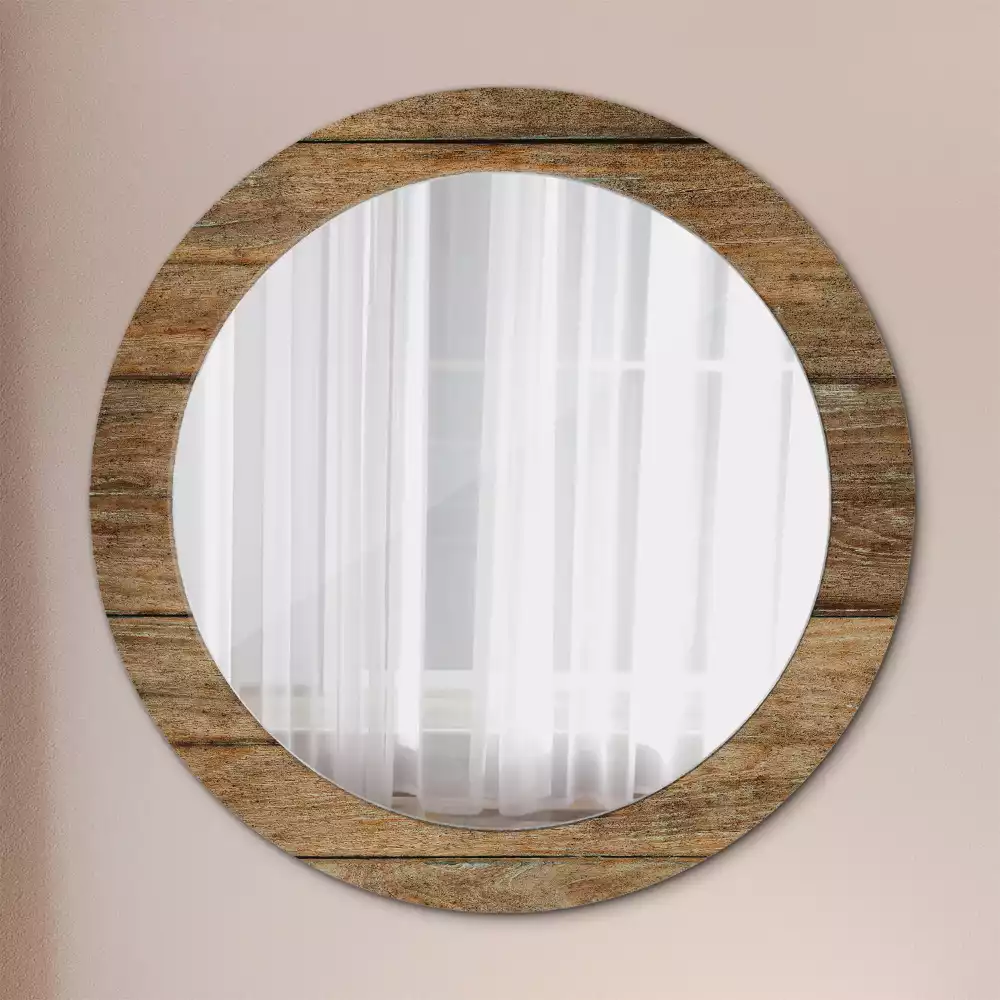 Miroir rond avec décoration Bois ancien
