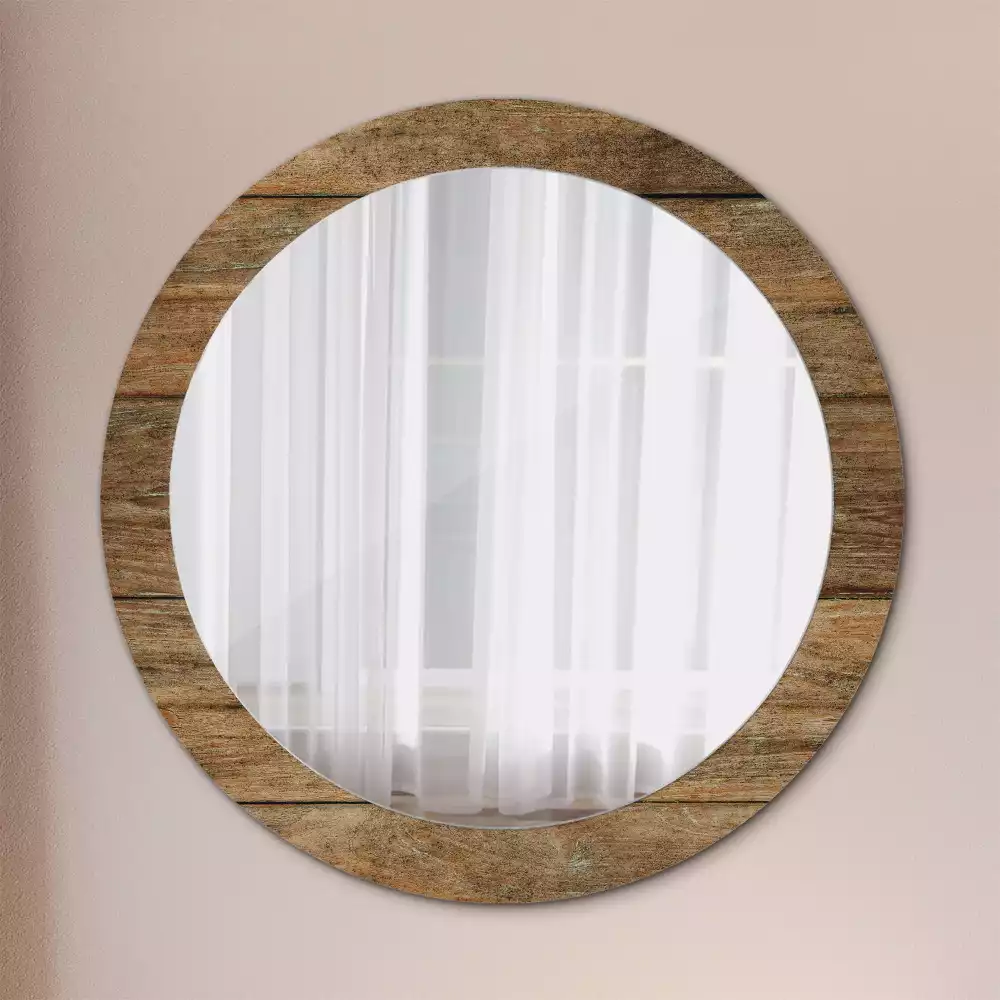 Miroir rond avec décoration Bois ancien