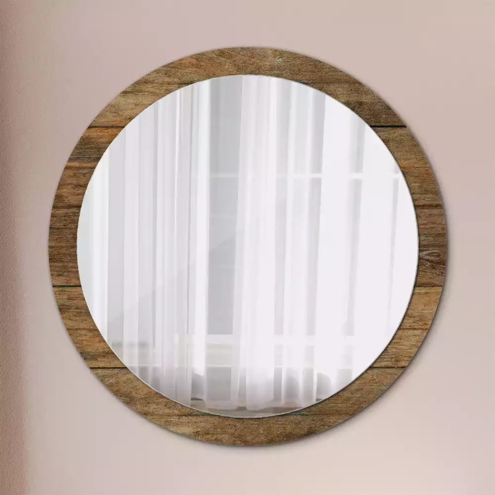 Miroir rond avec décoration Bois ancien