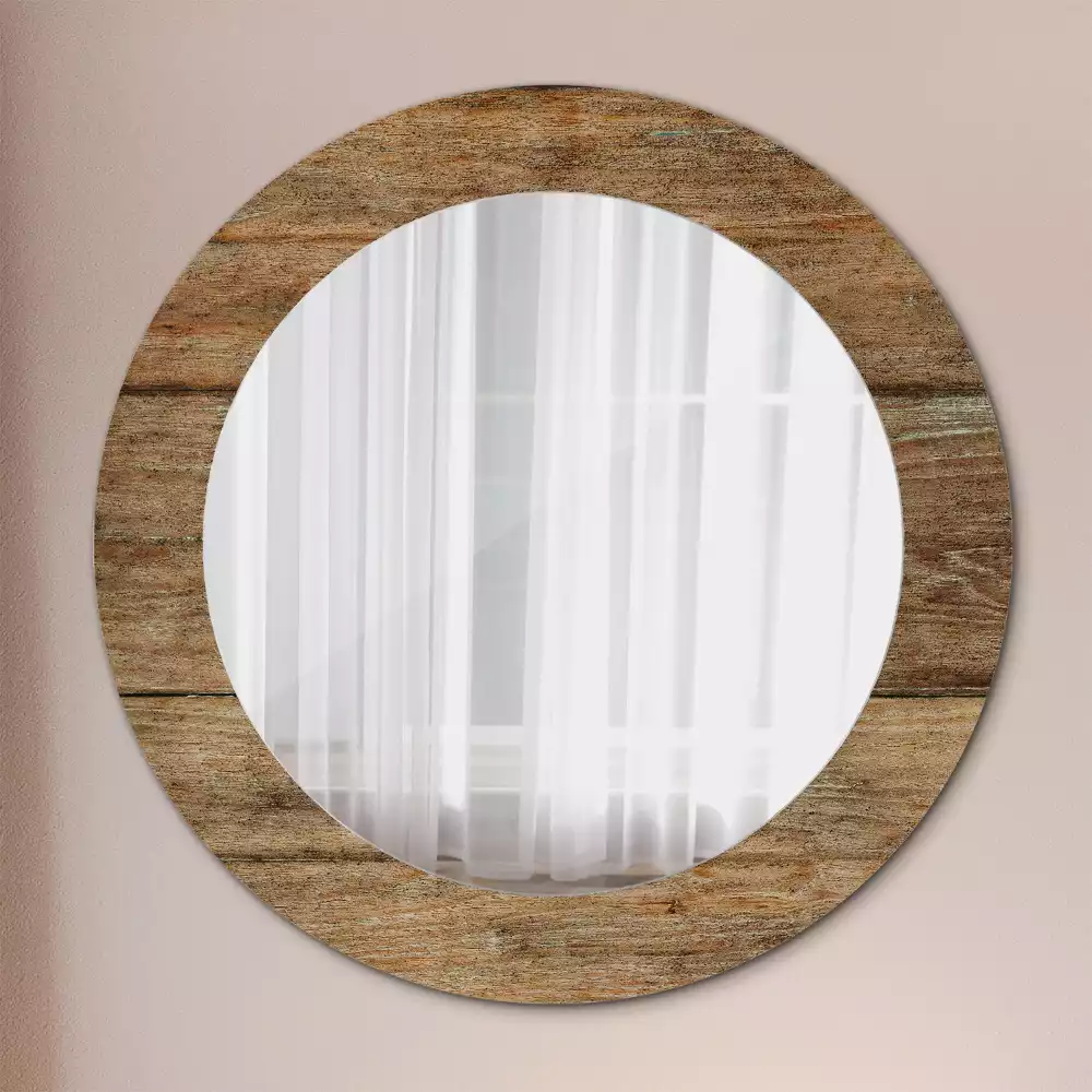 Miroir rond avec décoration Bois ancien