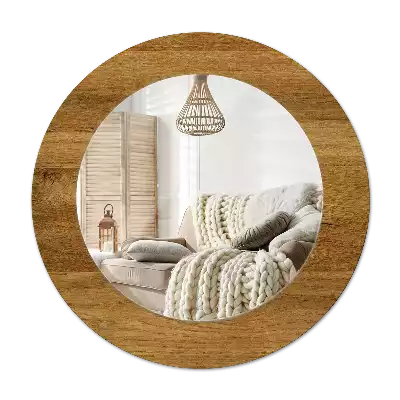 Miroir rond imprimé Chêne rustique