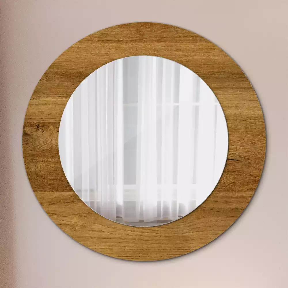 Miroir rond imprimé Chêne rustique