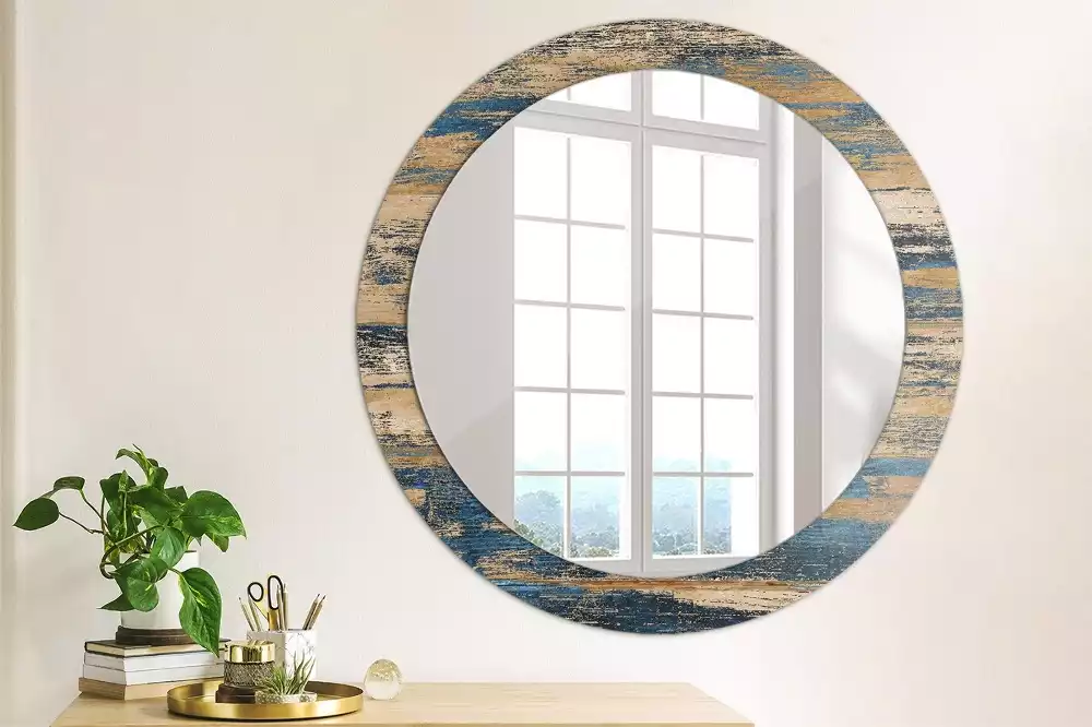 Miroir rond imprimé Bois abstrait