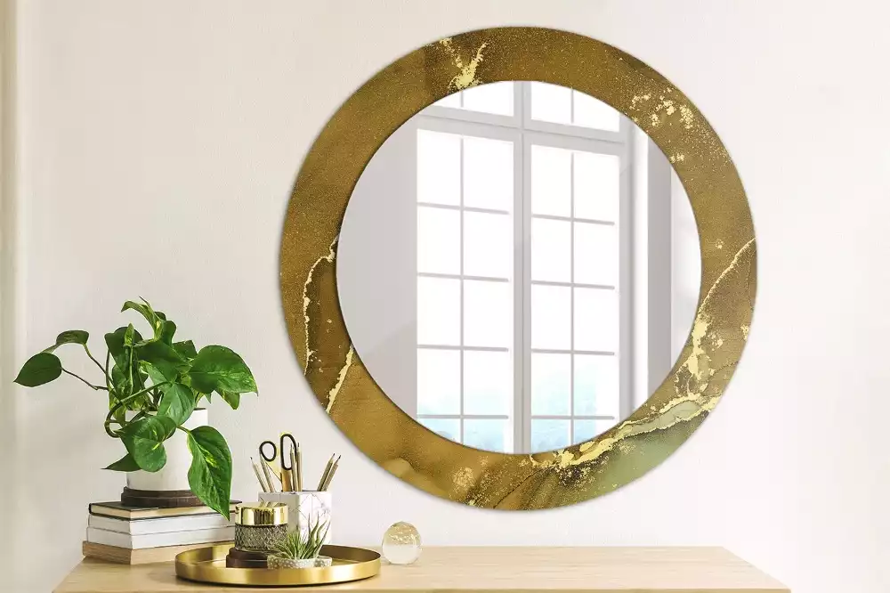 Miroir rond avec décoration Tourbillons métalliques