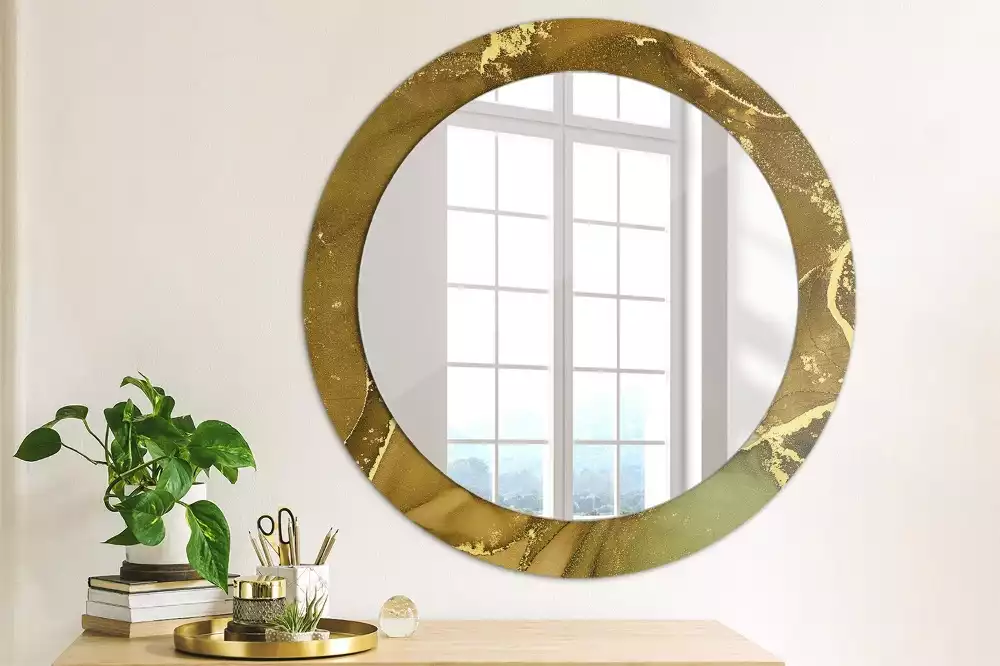 Miroir rond avec décoration Tourbillons métalliques