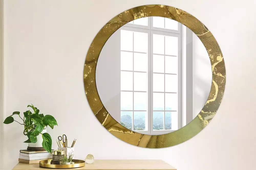 Miroir rond avec décoration Tourbillons métalliques