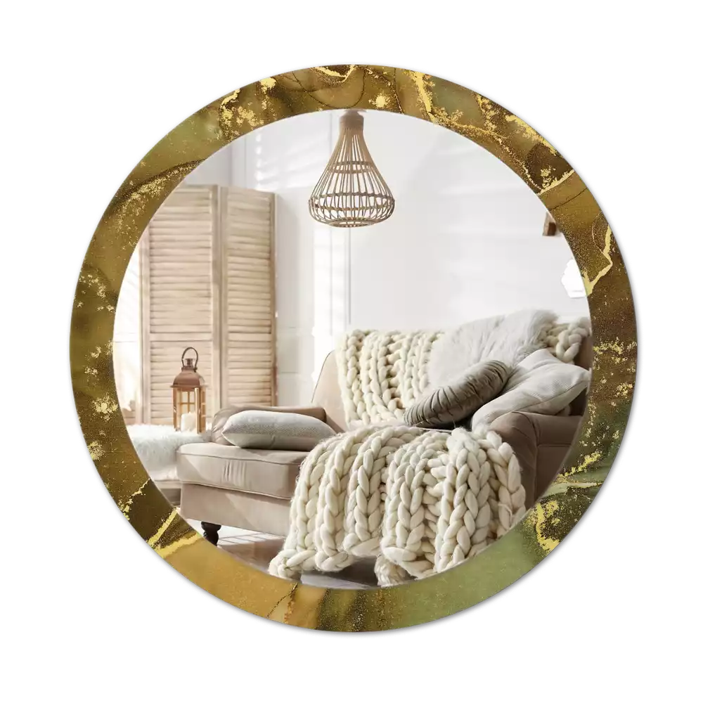 Miroir rond avec décoration Tourbillons métalliques
