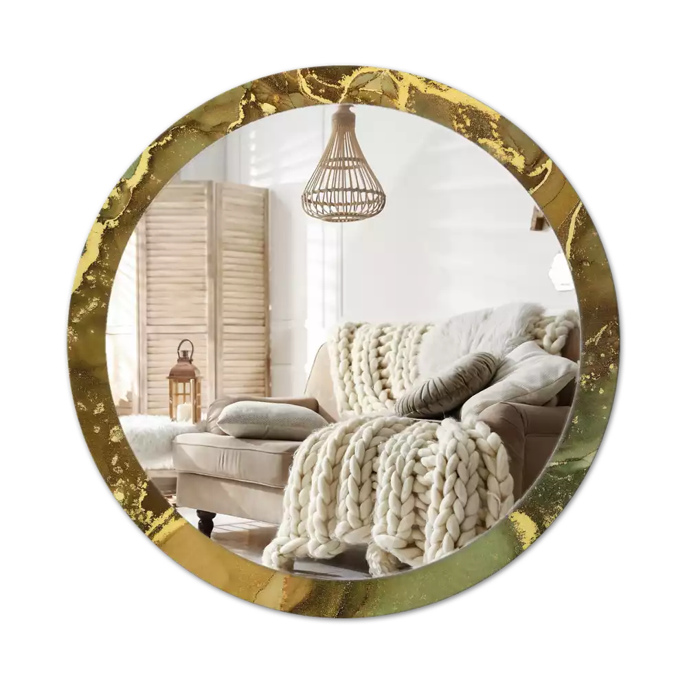 Miroir rond avec décoration Tourbillons métalliques