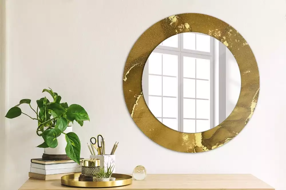 Miroir rond avec décoration Tourbillons métalliques
