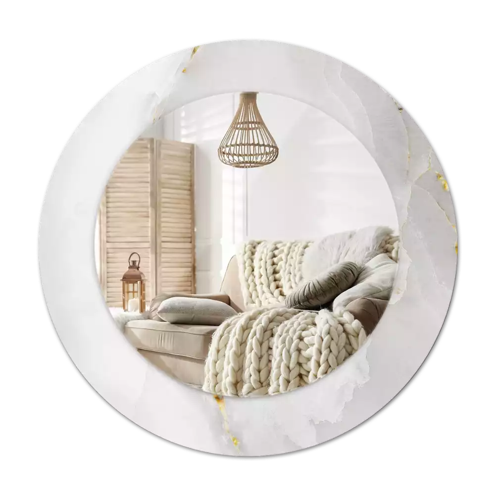 Miroir rond imprimé Marbre brillant