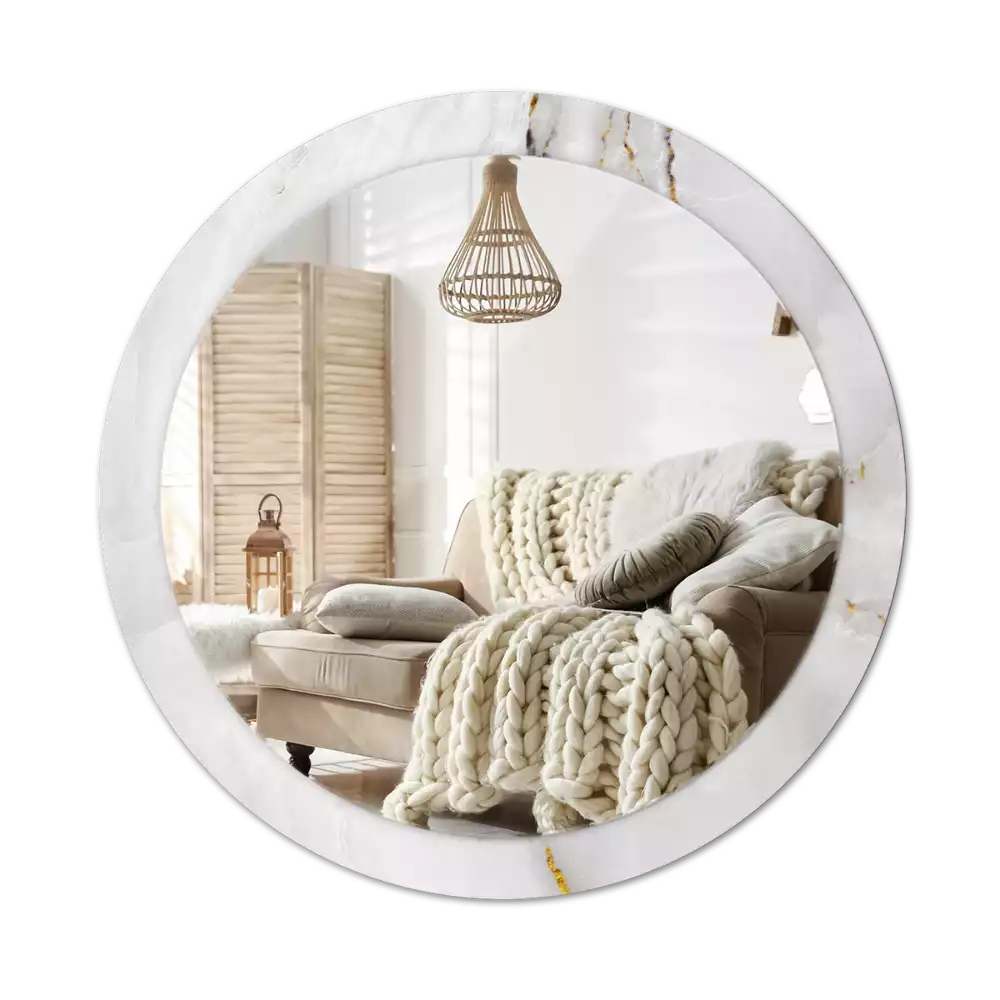 Miroir rond imprimé Marbre brillant