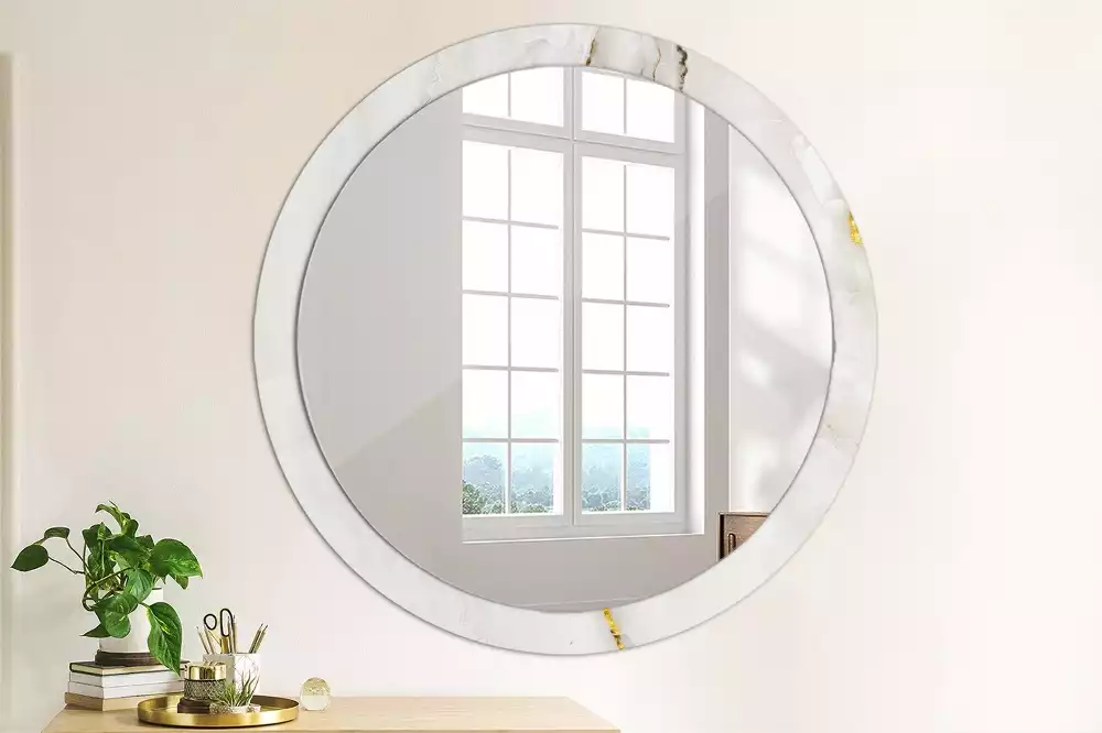 Miroir rond imprimé Marbre brillant
