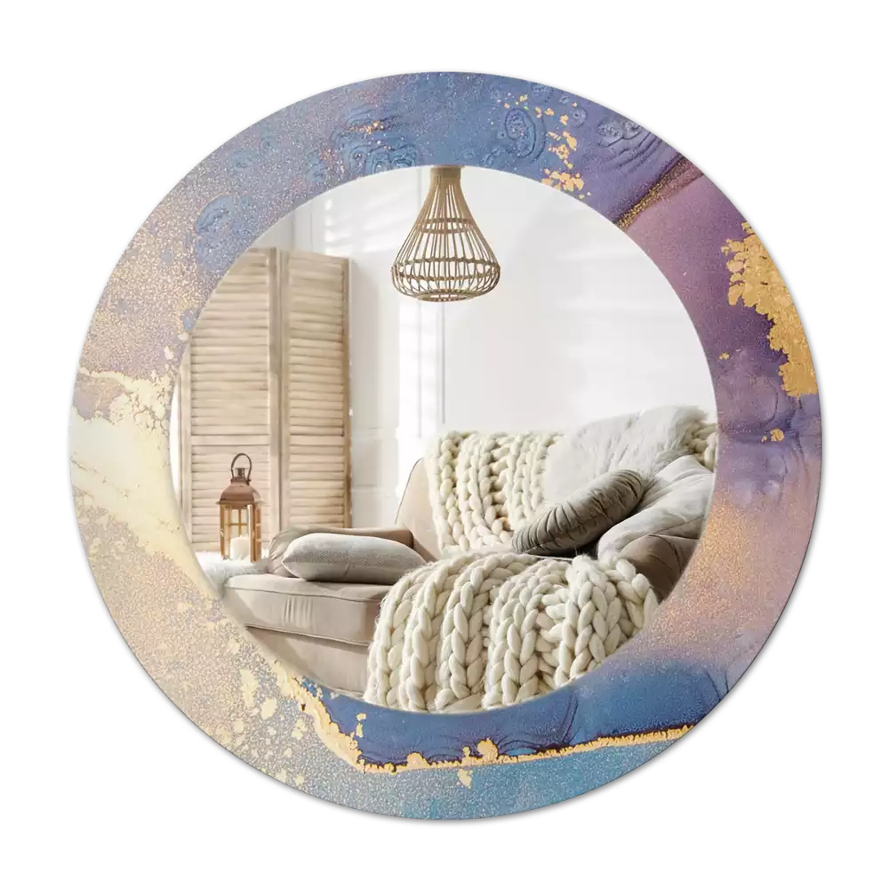 Miroir rond avec décoration Pierre marbrée