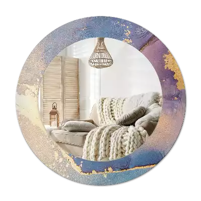 Miroir rond avec décoration Pierre marbrée