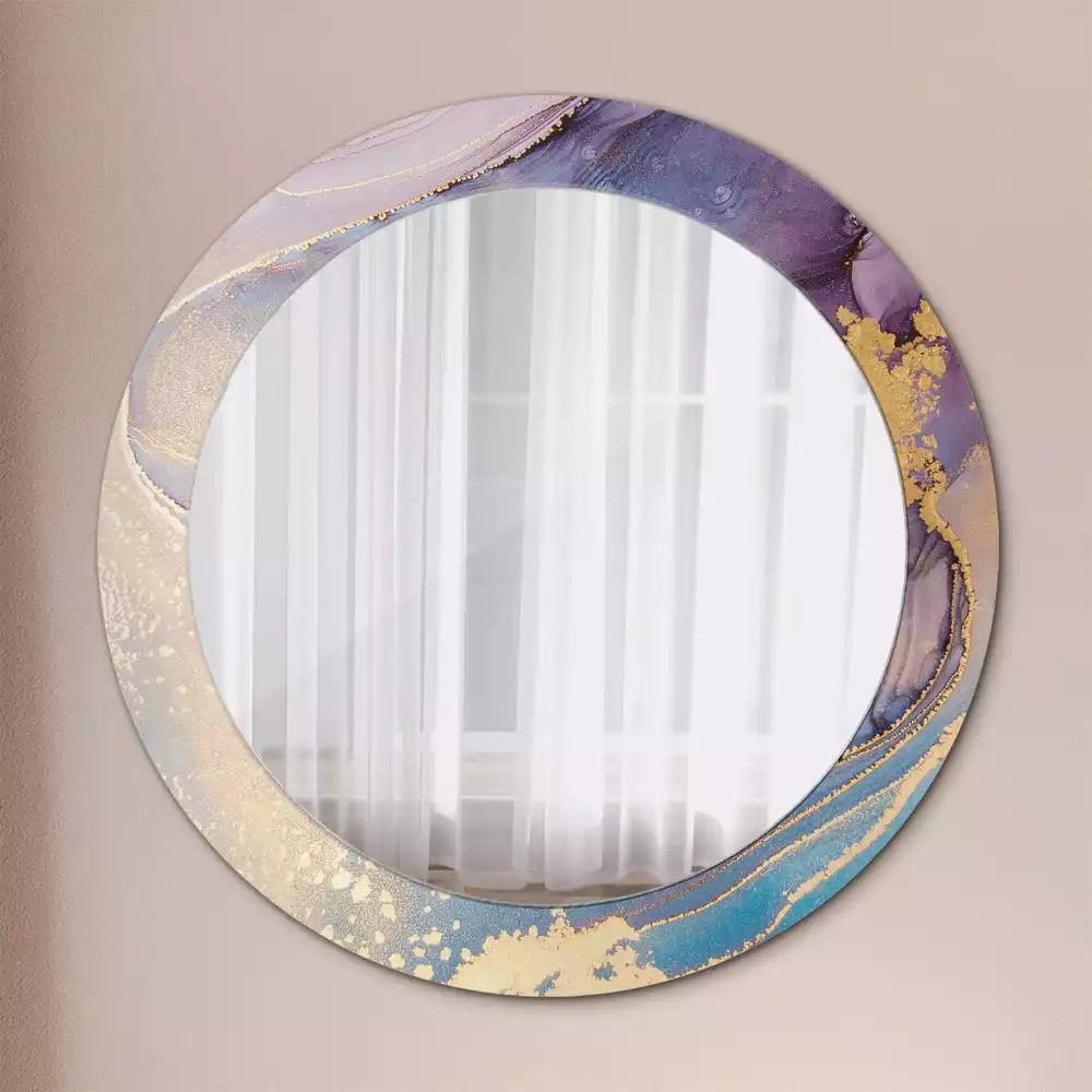 Miroir rond avec décoration Pierre marbrée