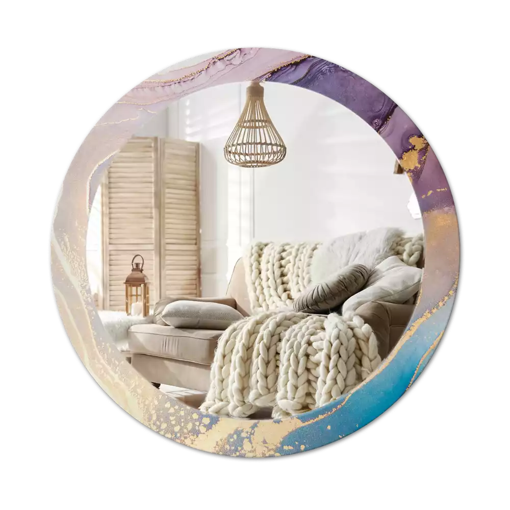 Miroir rond avec décoration Pierre marbrée