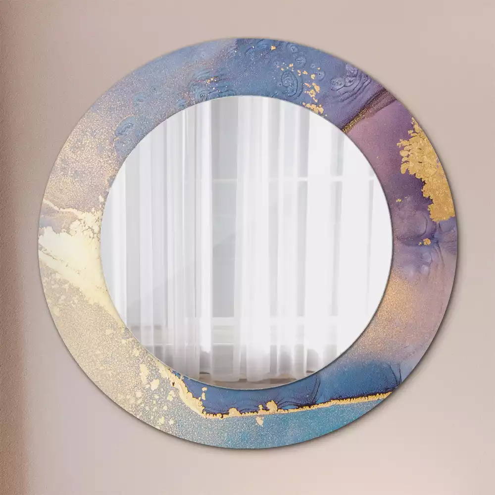 Miroir rond avec décoration Pierre marbrée