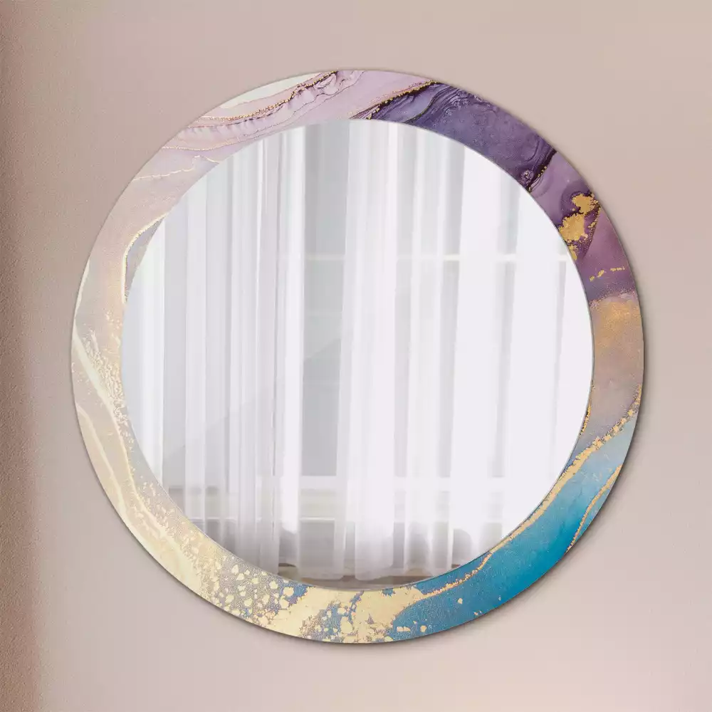 Miroir rond avec décoration Pierre marbrée