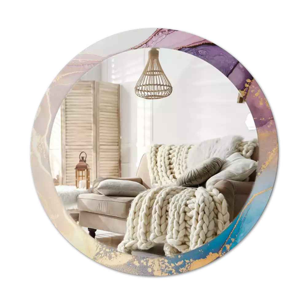 Miroir rond avec décoration Pierre marbrée