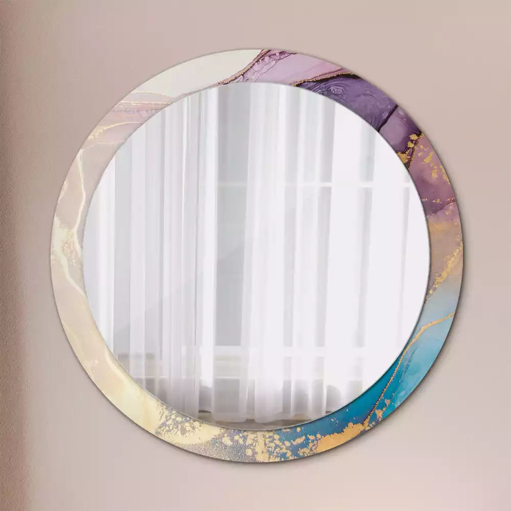 Miroir rond avec décoration Pierre marbrée
