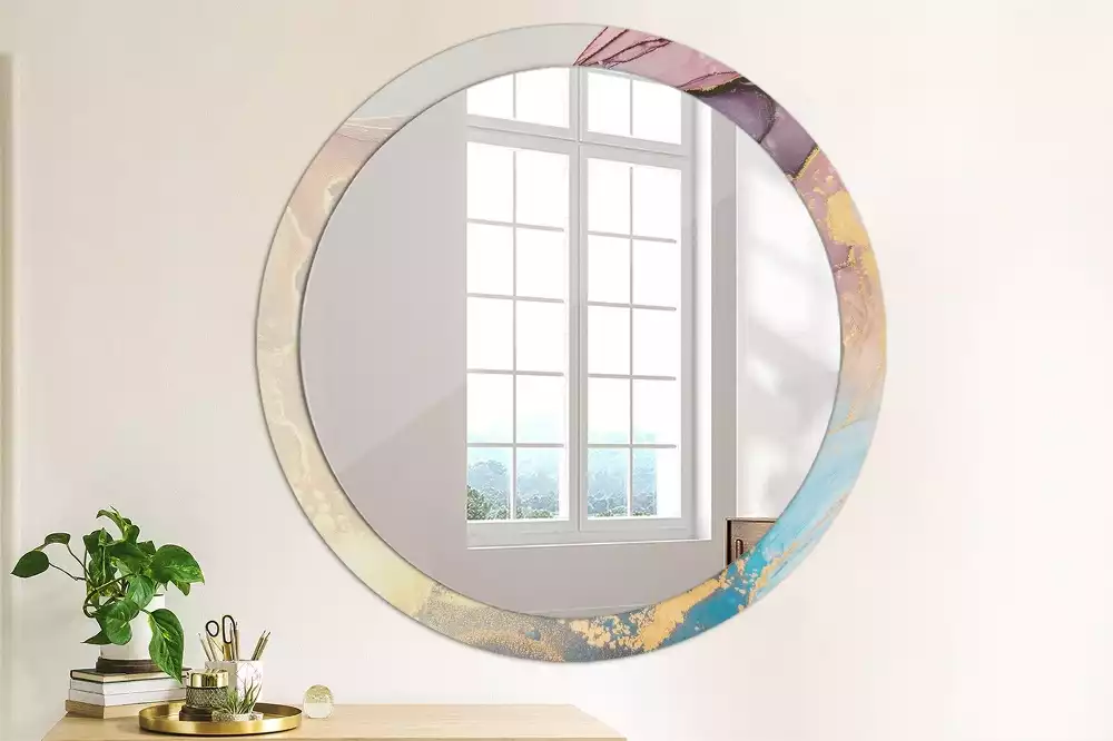 Miroir rond avec décoration Pierre marbrée
