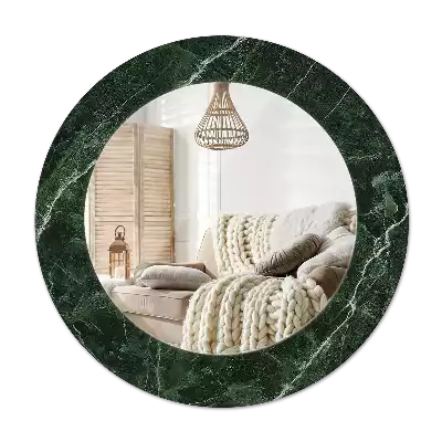 Miroir rond imprimé Marbre vert
