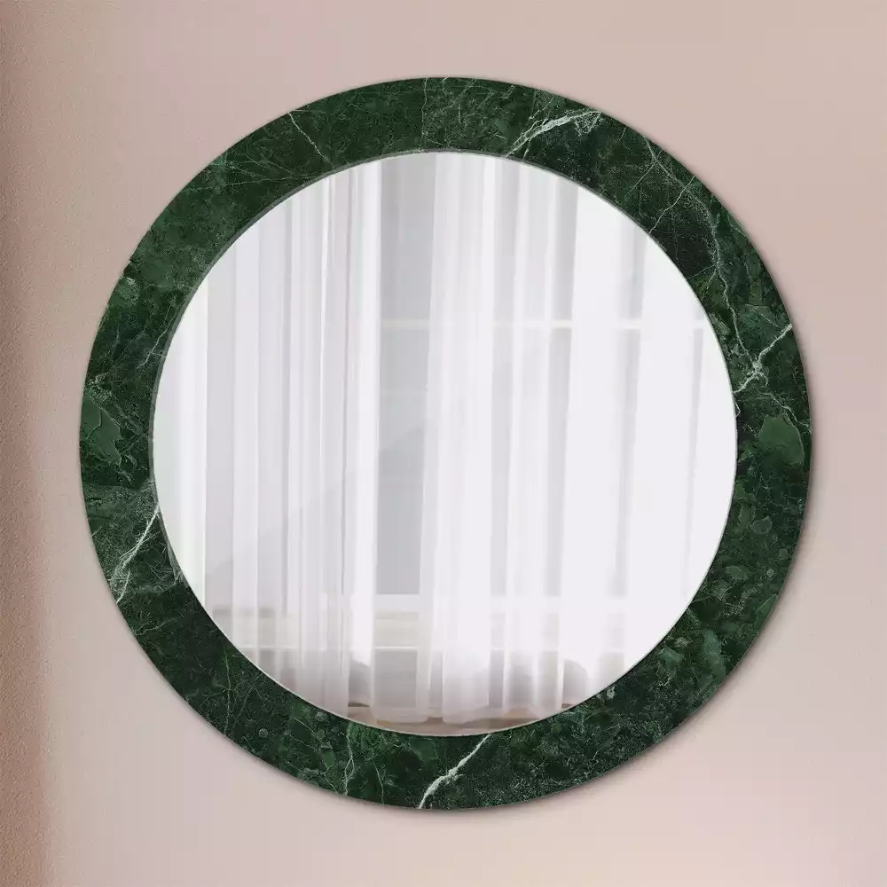 Miroir rond imprimé Marbre vert
