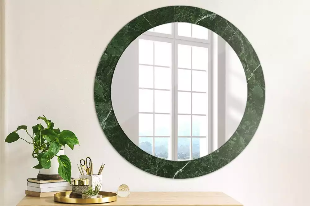 Miroir rond imprimé Marbre vert