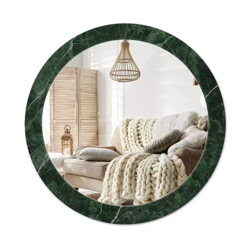 Miroir rond imprimé Marbre vert
