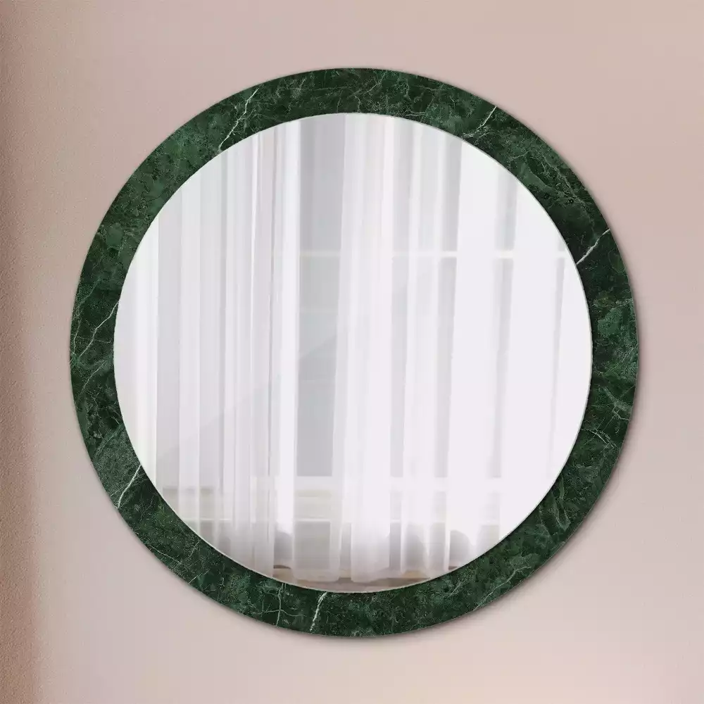 Miroir rond imprimé Marbre vert