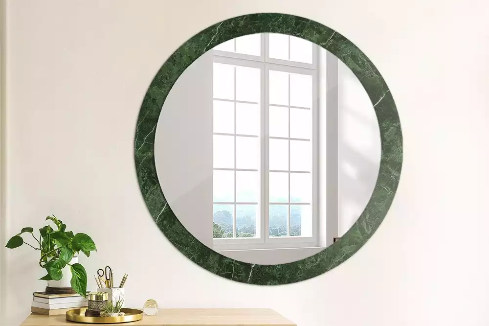 Miroir rond imprimé Marbre vert