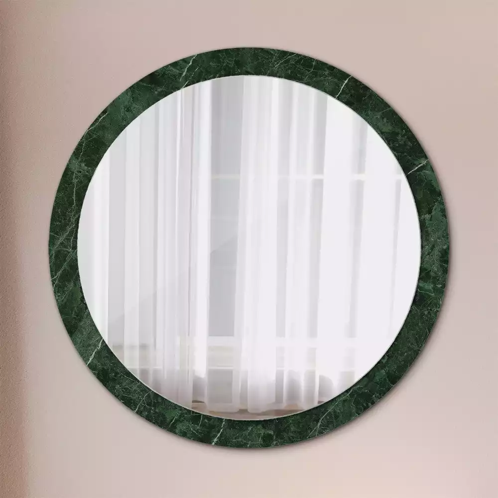 Miroir rond imprimé Marbre vert