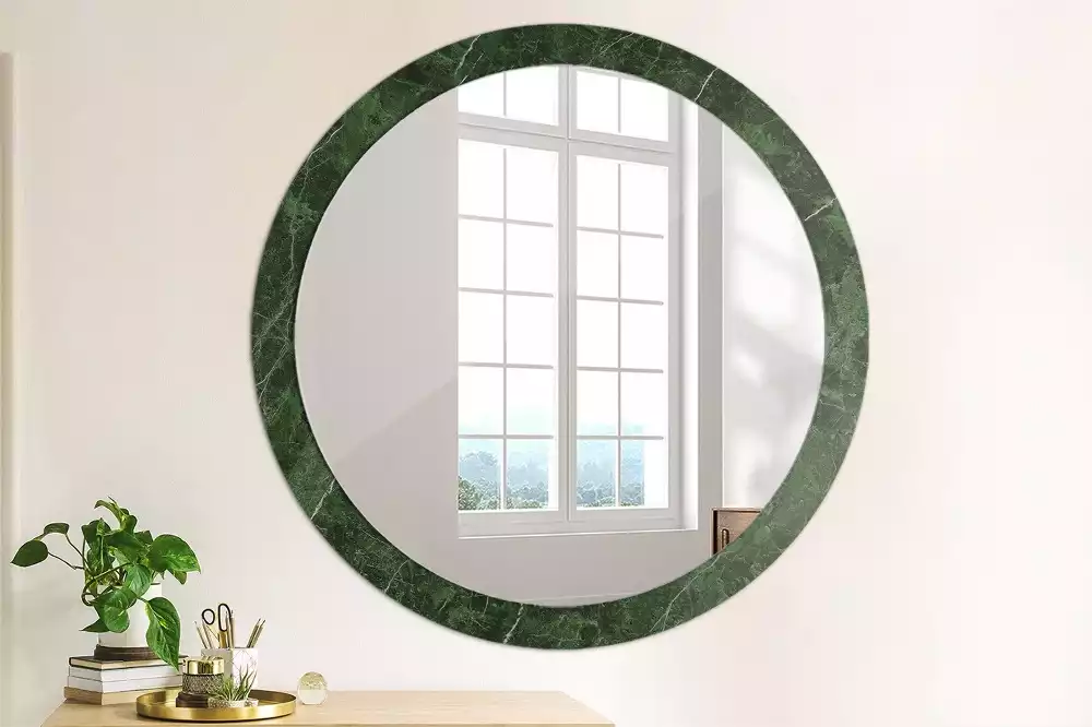 Miroir rond imprimé Marbre vert