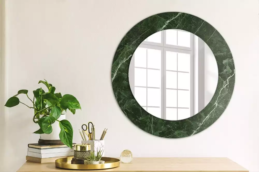 Miroir rond imprimé Marbre vert