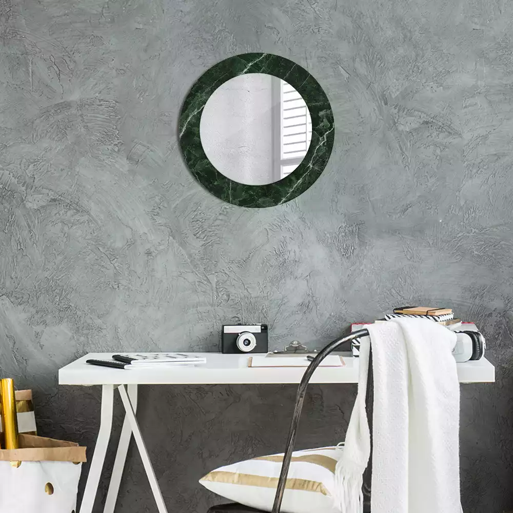 Miroir rond imprimé Marbre vert