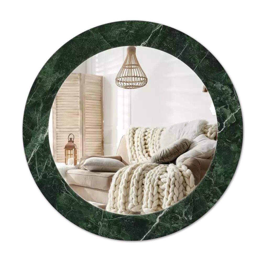Miroir rond imprimé Marbre vert